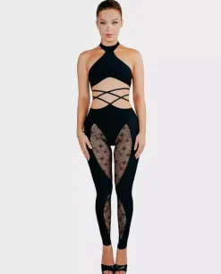 Czarne legginsy z koronką Kate
