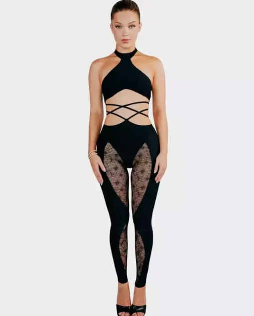 Czarne legginsy z koronką Kate