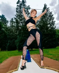 Czarne legginsy z koronką Kate