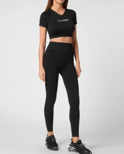 Czarne legginsy z logo