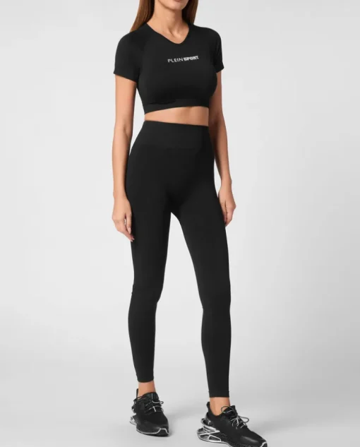 Czarne legginsy z logo