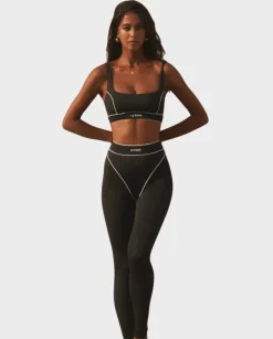 Czarne legginsy z przeszyciami Luxe Leisure