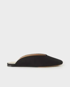 Czarne satynowe mule