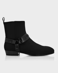Czarne skórzane botki Gothic