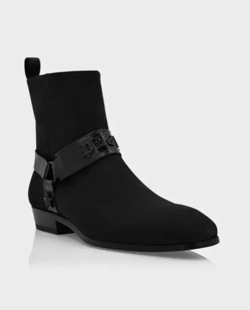 Czarne skórzane botki Gothic