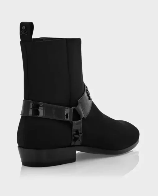 Czarne skórzane botki Gothic