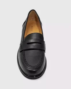 Czarne skórzane loafersy