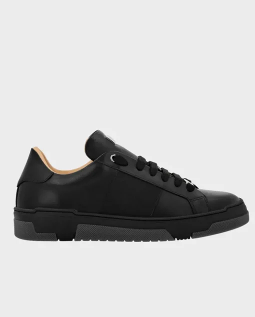 Czarne skórzane sneakersy