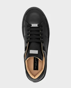 Czarne skórzane sneakersy