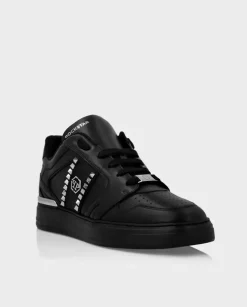 Czarne skórzane sneakersy Lo-Top Studs