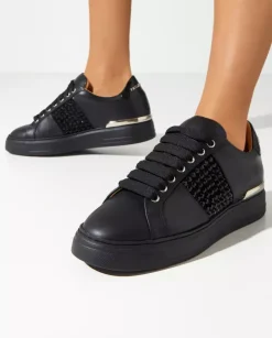 Czarne sneakersy Lo-Top z kryształami