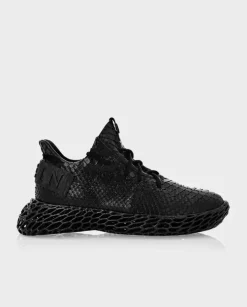 Czarne sneakersy Runner z egzotycznej skóry