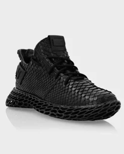 Czarne sneakersy Runner z egzotycznej skóry