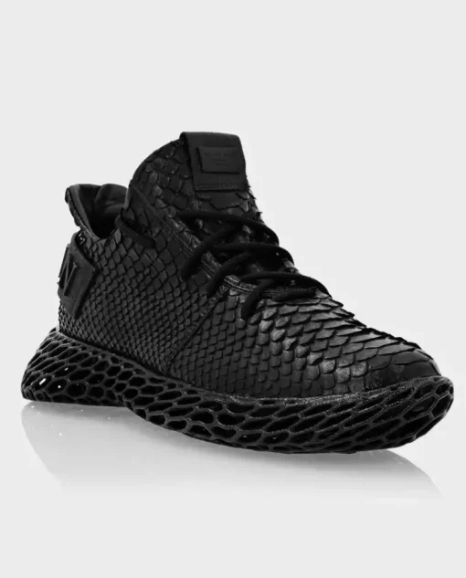 Czarne sneakersy Runner z egzotycznej skóry