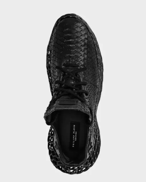 Czarne sneakersy Runner z egzotycznej skóry