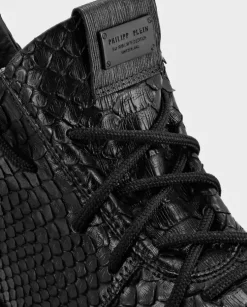 Czarne sneakersy Runner z egzotycznej skóry