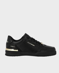 Czarne sneakersy ze złotymi detalami