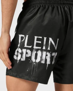 Czarne spodenki kąpielowe z printem
