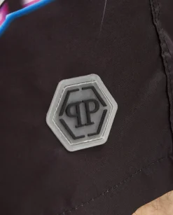 Czarne spodenki kąpielowe z logo