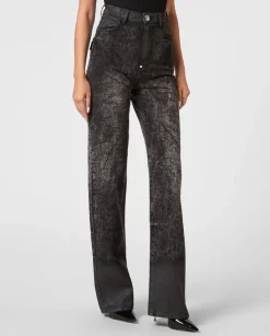 Czarne spodnie jeansowe z logo Palace Fit