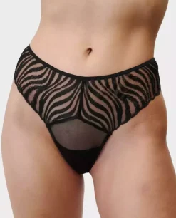 Czarne stringi Bliss Zebra
