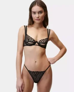 Czarne stringi Blossom Zebra