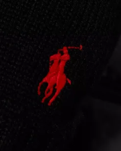 Czarne wełniane rękawiczki z logo