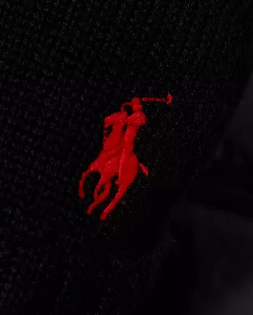 Czarne wełniane rękawiczki z logo