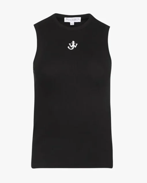 Czarny bawełniany top z logo