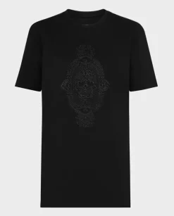 Czarny bawełniany t-shirt z haftem