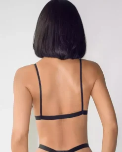 Czarny biustonosz z welurowym printem Clothilde