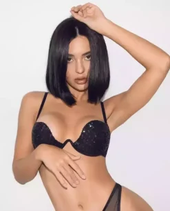 Czarny cekinowy biustonosz Kim