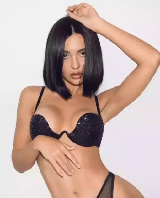 Czarny cekinowy biustonosz Kim