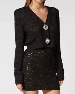 Czarny dzianinowy sweter Monogram