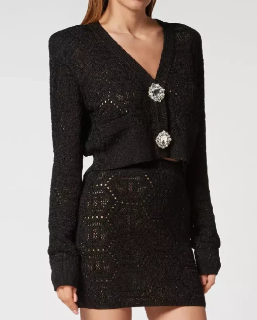 Czarny dzianinowy sweter Monogram