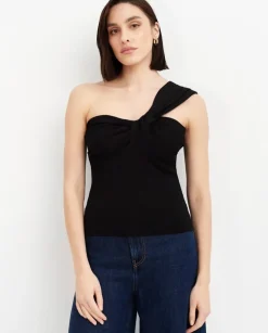 Czarny dzianinowy top