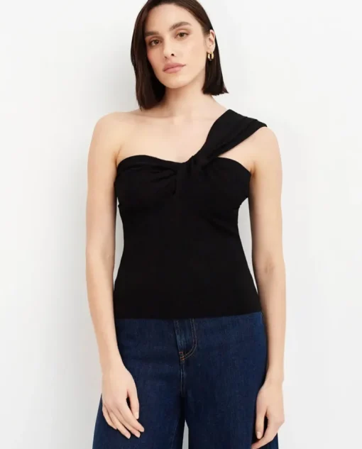 Czarny dzianinowy top