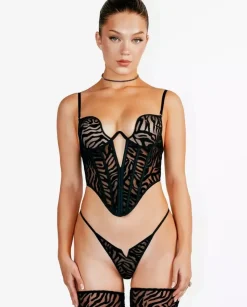 Czarny gorset z printem Kylie