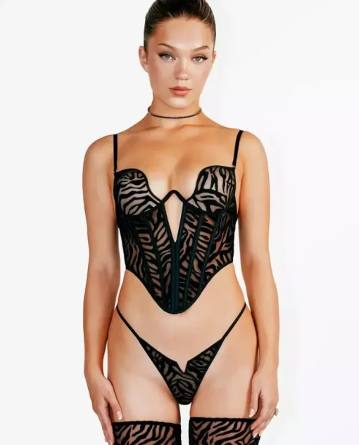 Czarny gorset z printem Kylie