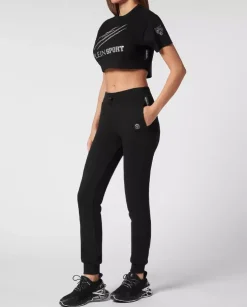 Czarny krótki top z logo