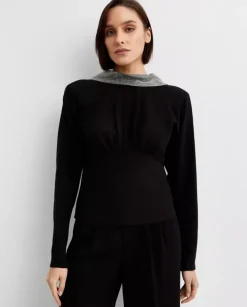 Czarny longsleeve z marszczeniem