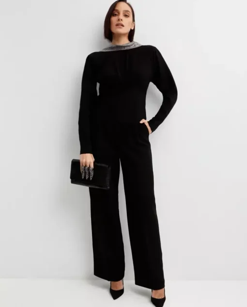 Czarny longsleeve z marszczeniem