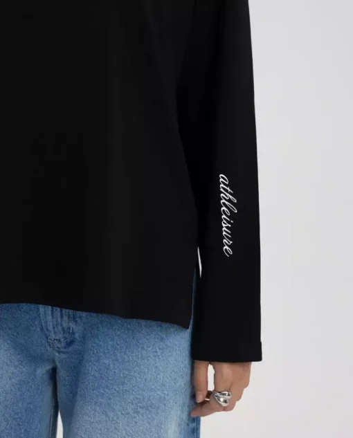 Czarny longsleeve z nadrukiem