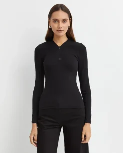 Czarny prążkowany longsleeve