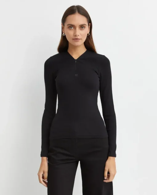 Czarny prążkowany longsleeve