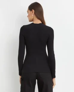 Czarny prążkowany longsleeve