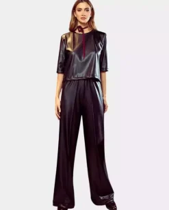 Czarny set ze skóry ekologicznej Midnight Leatherette