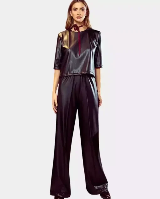 Czarny set ze skóry ekologicznej Midnight Leatherette