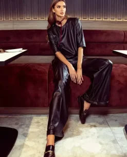 Czarny set ze skóry ekologicznej Midnight Leatherette