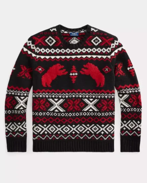 Czarny sweter z misiami